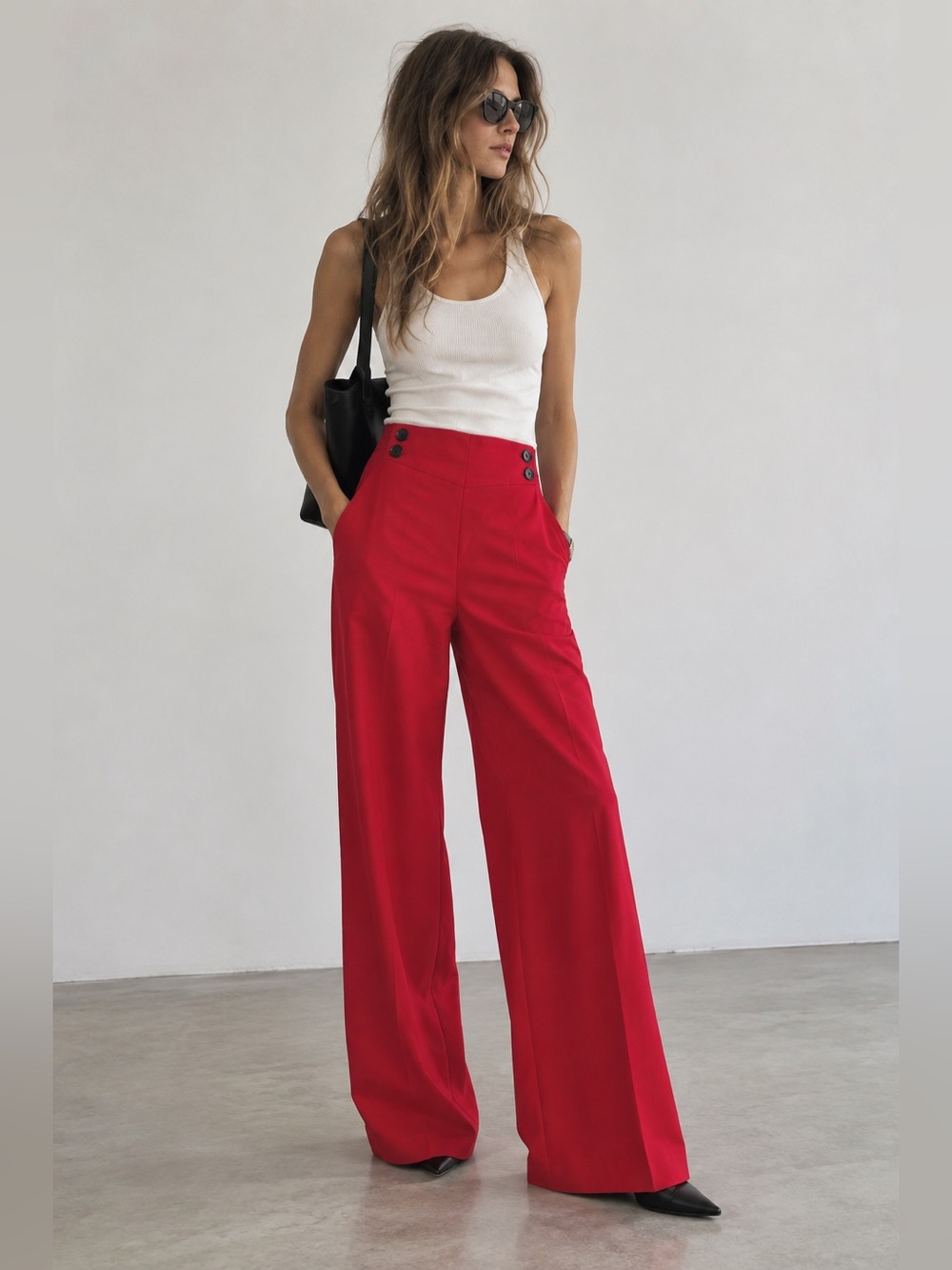 Veronica Beard "Taren" High-Waist Wide-Leg Trouser